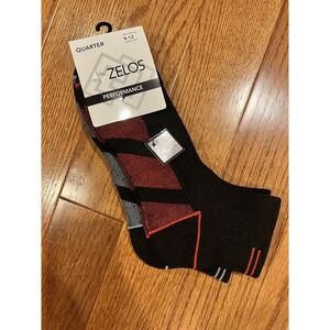 Zelos Performance Socks Quarter Length Size 8-12 Moisturize Wicking 3 Pair